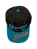 90s NBA Cap Charlotte Hornets Made In Korea Snapback Schwarz Türkis