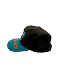 90s NBA Cap Charlotte Hornets Made In Korea Snapback Schwarz Türkis