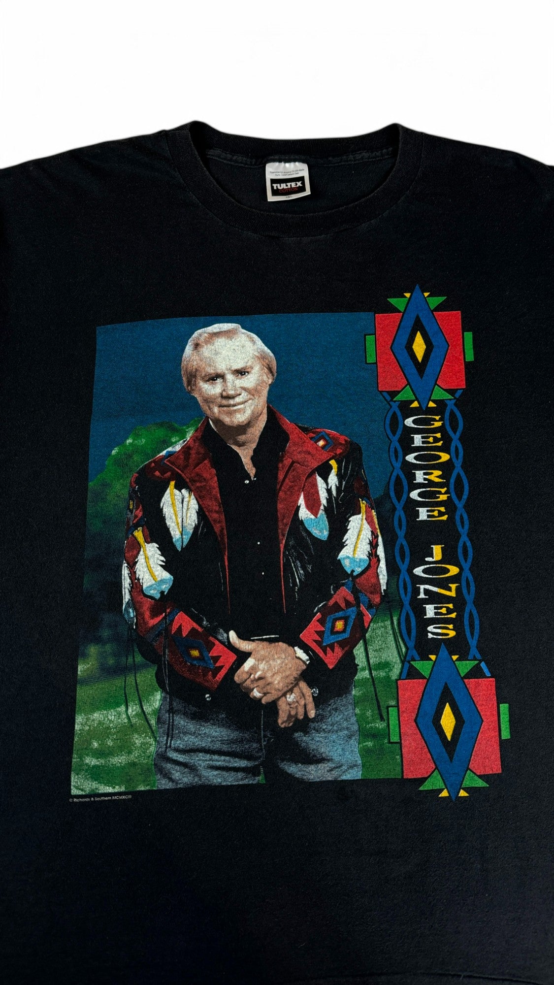 Vintage Tultex Shirt 1992 George Jones Single Stitch Schwarz XXL