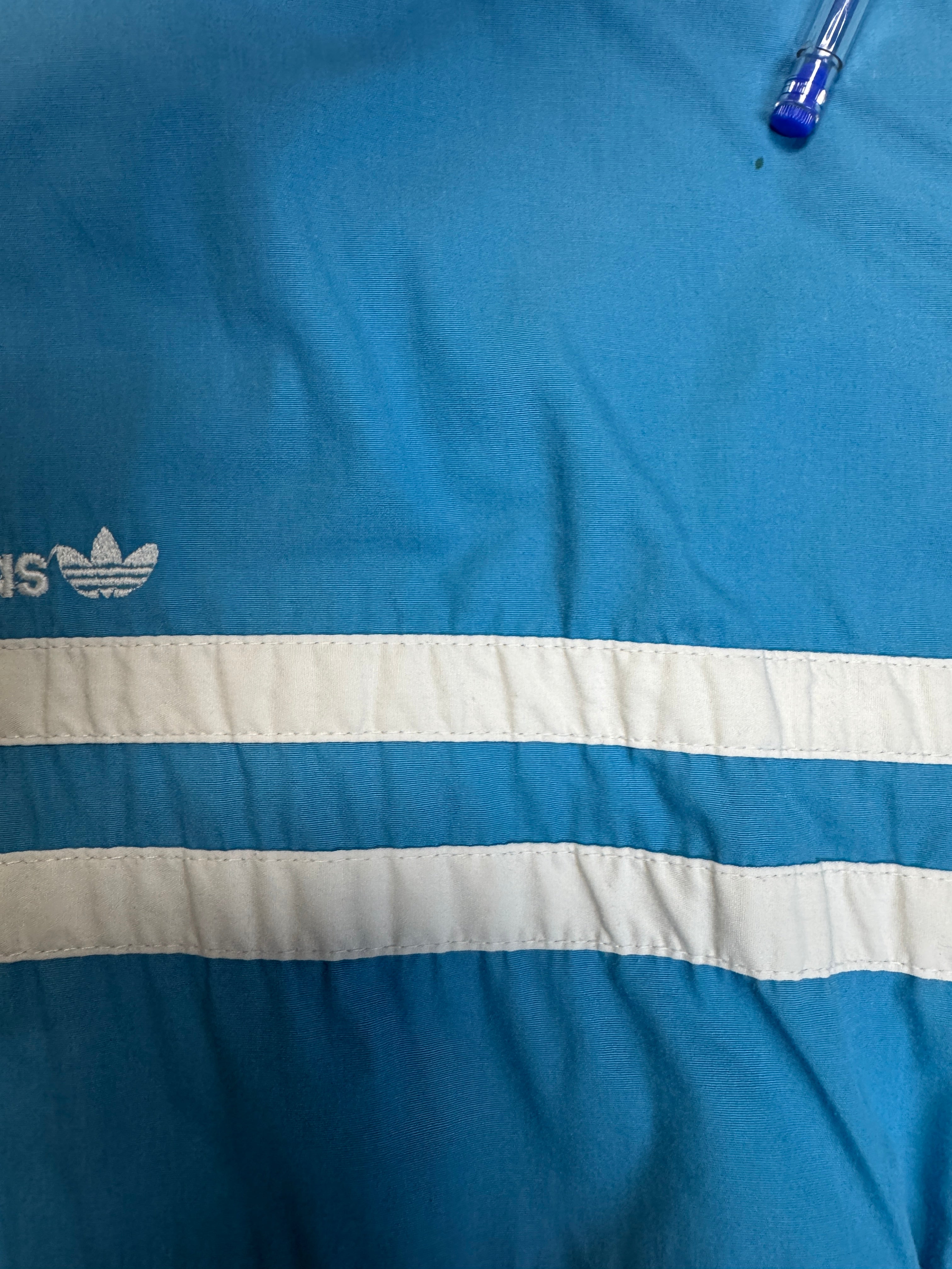 80s Adidas Sportjacke Frottee Futter Blau Grau D6 M-L