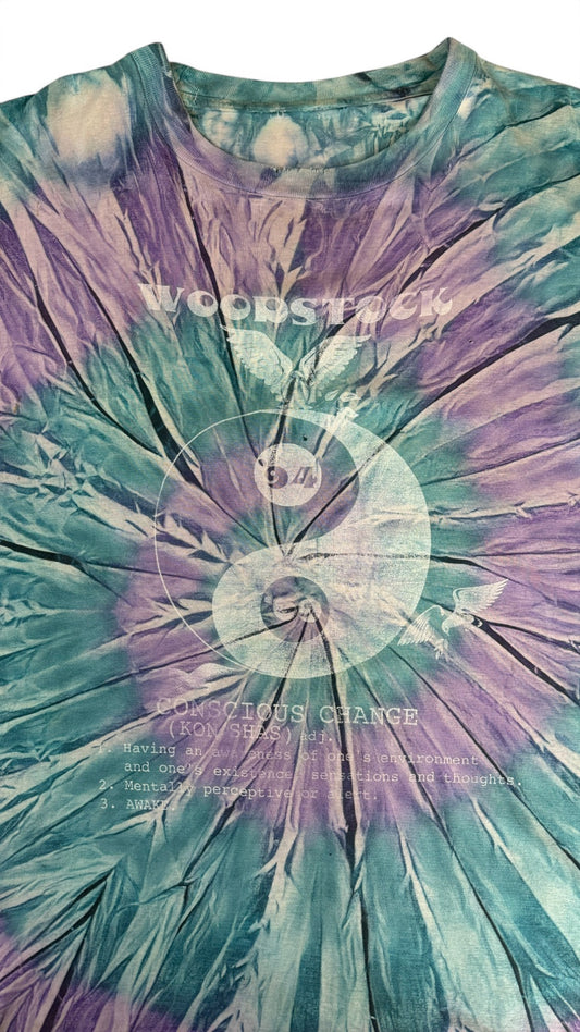 Vintage Woodstock Shirt 1994 Saugerties 25th Anniversary Tie Dye Single Stitch Bunt XL-XXL