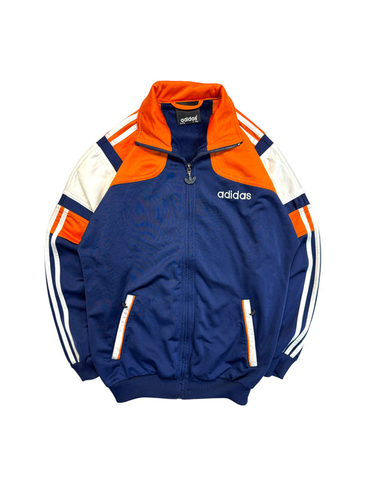 90s Adidas Basketballjacke Big Trefoil Dunkelblau Orange 176 M-L