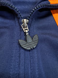 90s Adidas Basketballjacke Big Trefoil Dunkelblau Orange 176 M-L