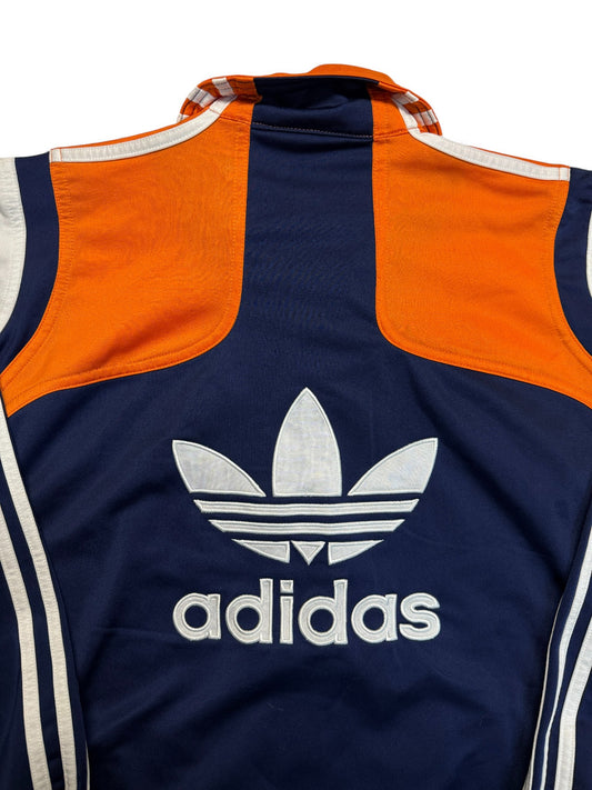 90s Adidas Basketballjacke Big Trefoil Dunkelblau Orange 176 M-L