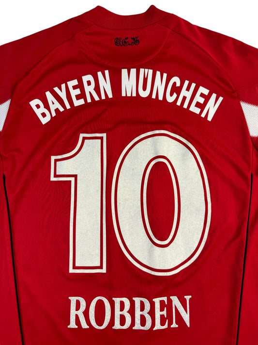 Adidas Trikot Bayern München #10 Robben 2010/11 T-Mobile Gestreift Rot Weiß Kids 176