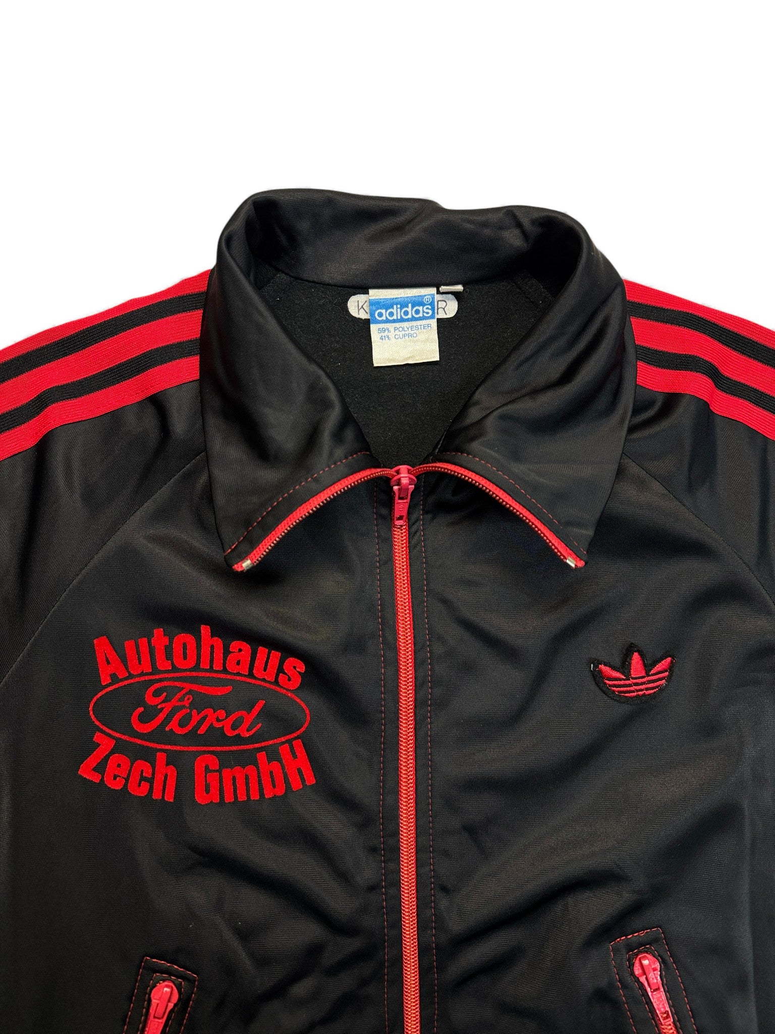 70s Adidas Sportjacke "Swinger" SSV Schwäbisch Hall Schwarz Rot 46 S-M