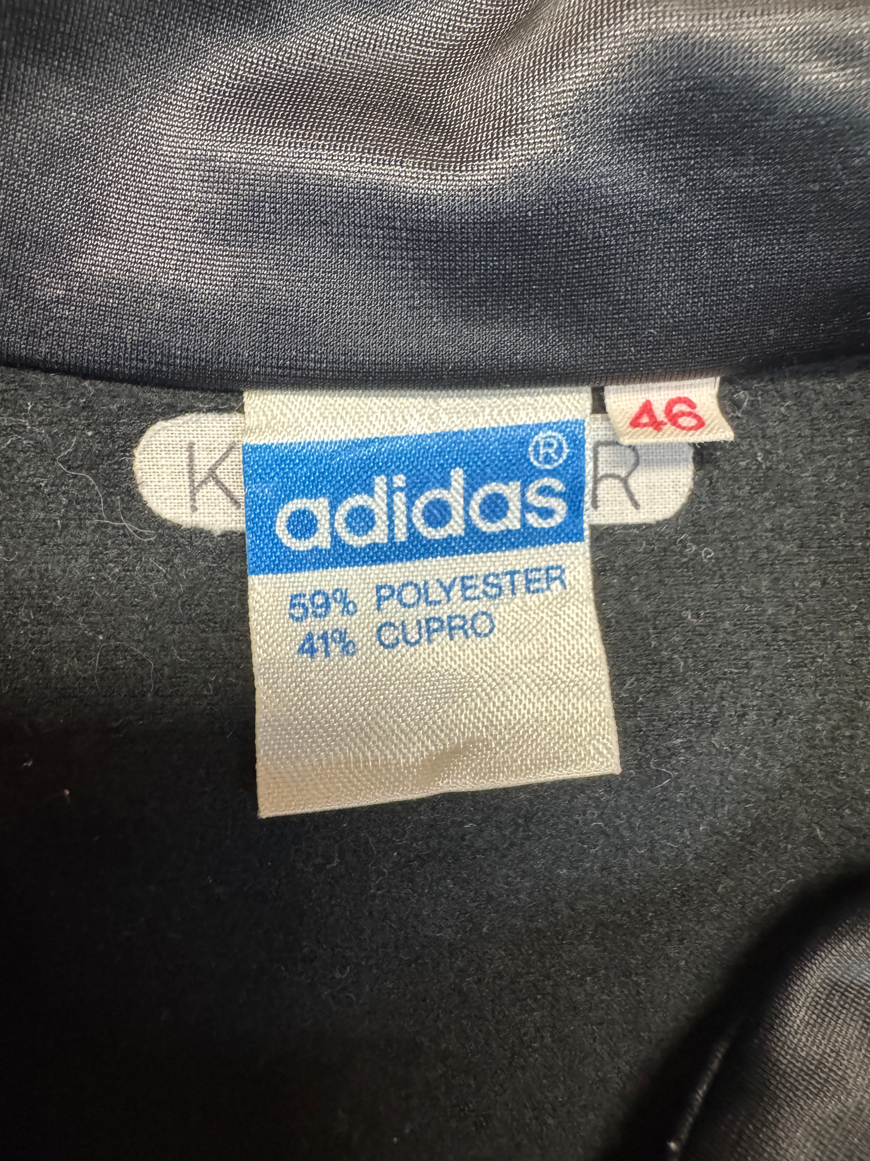 70s Adidas Sportjacke "Swinger" SSV Schwäbisch Hall Schwarz Rot 46 S-M