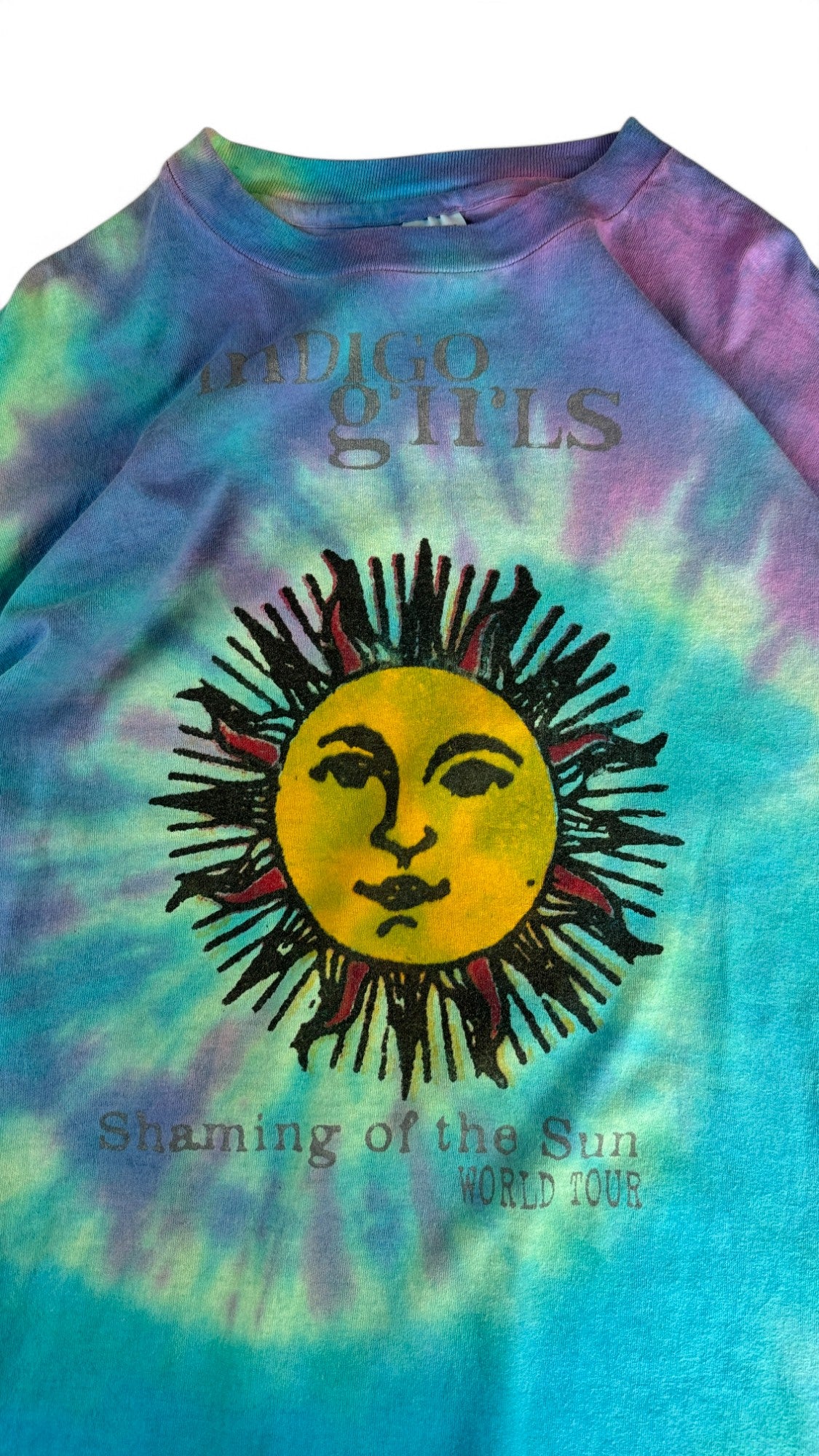 Vintage Anvil Longsleeve 1997 Indigo Girls "Honor the Earth Tour" Batik Made In USA Single Stitch Bunt XL
