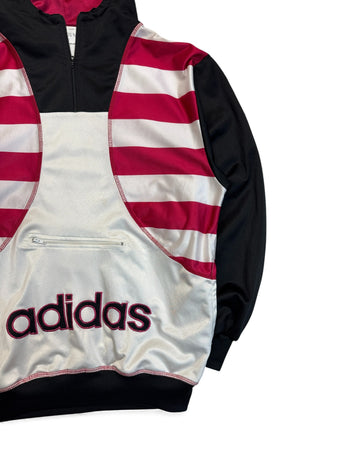 Late 80s Adidas Sportjacke Mit Kapuze Weiß Schwarz S-M