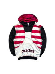Late 80s Adidas Sportjacke Mit Kapuze Weiß Schwarz S-M