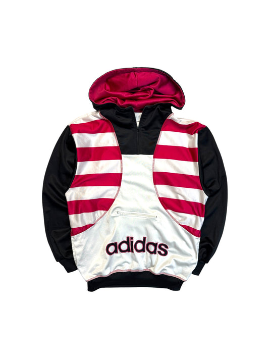 Late 80s Adidas Sportjacke Mit Kapuze Weiß Schwarz S-M