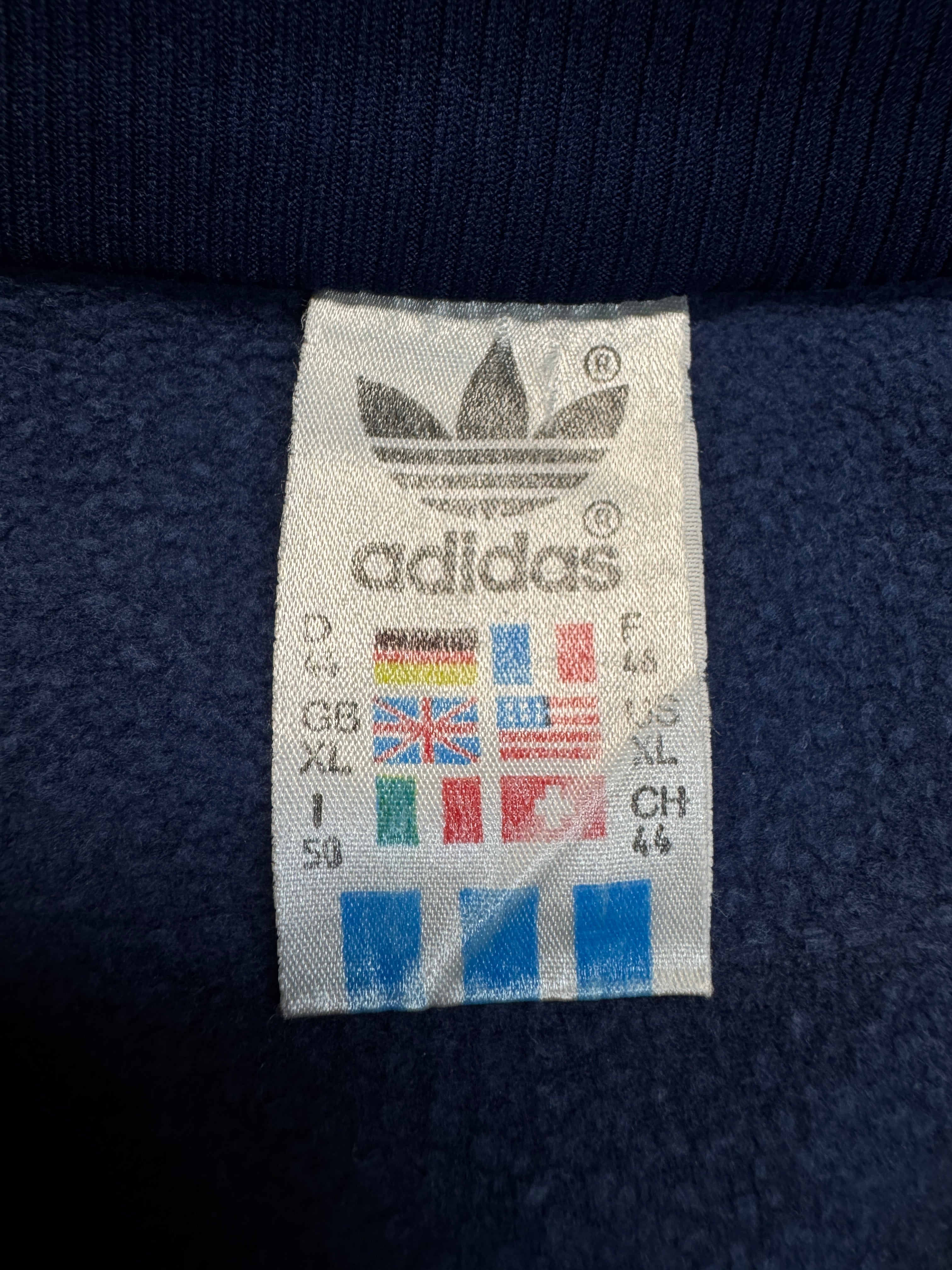 80s Adidas Damen Sportjacke Made In Hungaria Dunkelblau Rot 44 XL