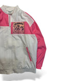 90s Adidas Damen Jacke Active Concept "Ak-Sar-Ben, Golden Surprise – Labels of Every Description“ Weiß Rosa D38 S