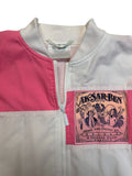 90s Adidas Damen Jacke Active Concept "Ak-Sar-Ben, Golden Surprise – Labels of Every Description“ Weiß Rosa D38 S