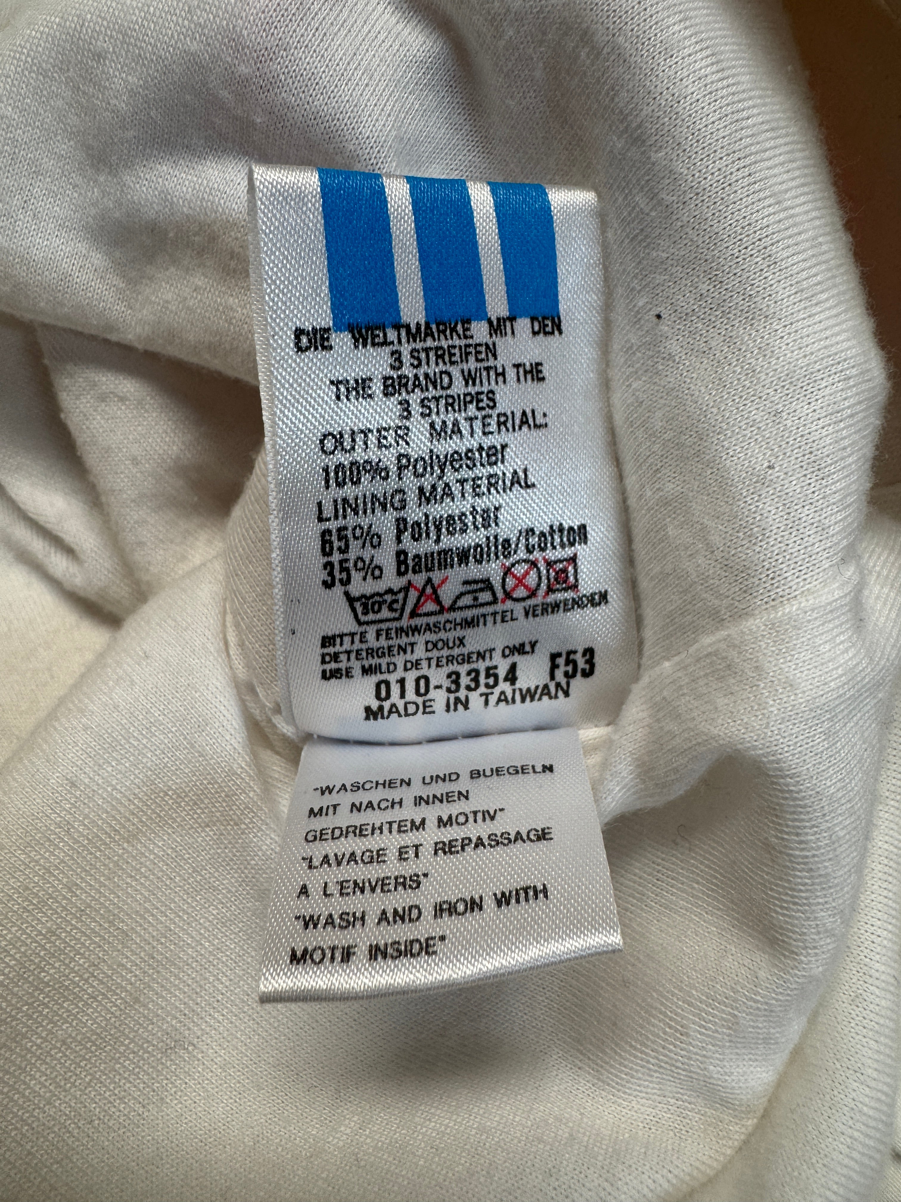 90s Adidas Damen Jacke Active Concept "Ak-Sar-Ben, Golden Surprise – Labels of Every Description“ Weiß Rosa D38 S