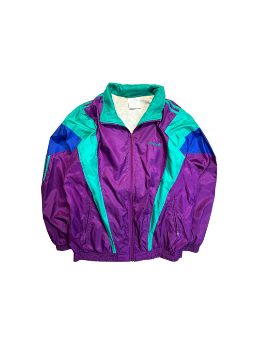 90s Adidas Sportjacke Nylon Glänzend Lila Grün D7 L