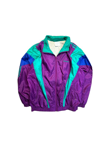 90s Adidas Sportjacke Nylon Glänzend Lila Grün D7 L