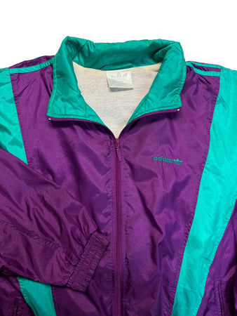 90s Adidas Sportjacke Nylon Glänzend Lila Grün D7 L