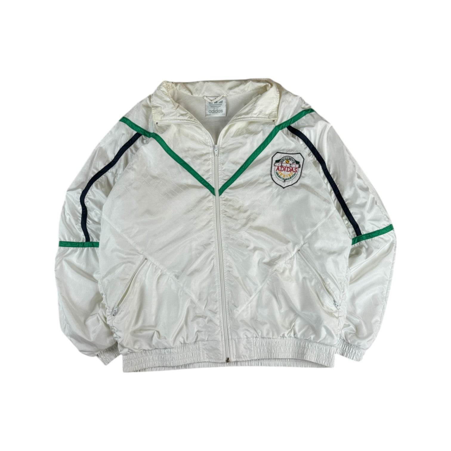 Vintage Adidas Sportjacke 90s Nylon Crest Logo Weiß 50 M
