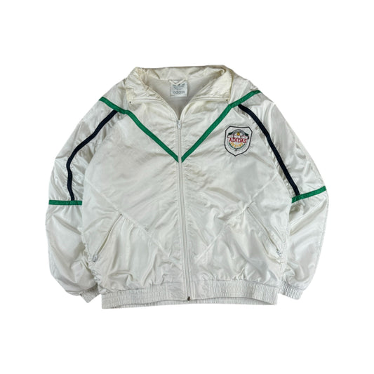Vintage Adidas Sportjacke 90s Nylon Crest Logo Weiß 50 M