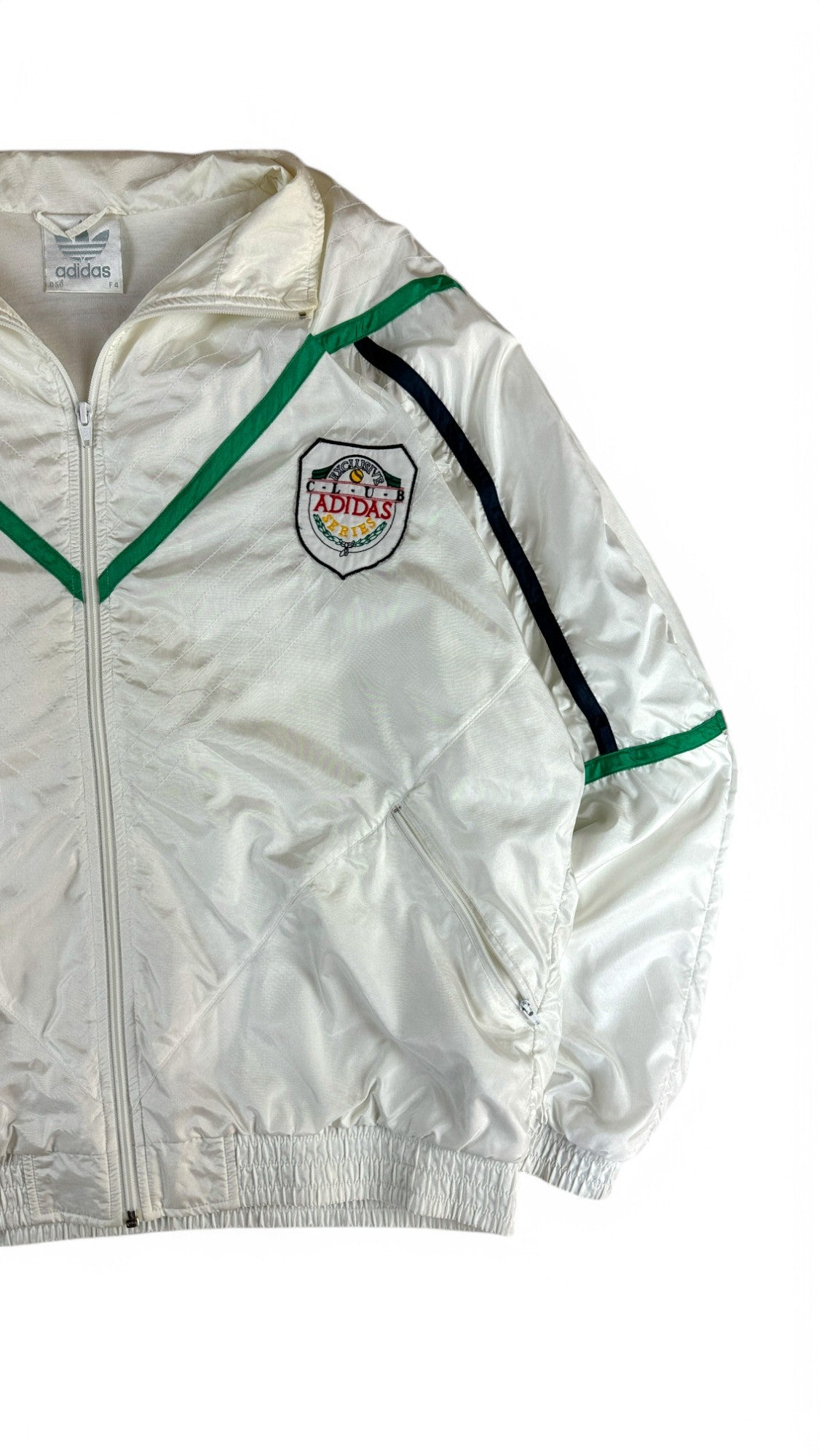 Vintage Adidas Sportjacke 90s Nylon Crest Logo Weiß 50 M