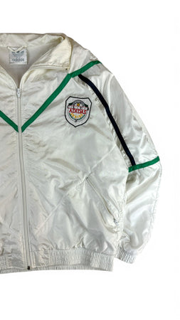 Vintage Adidas Sportjacke 90s Nylon Crest Logo Weiß 50 M