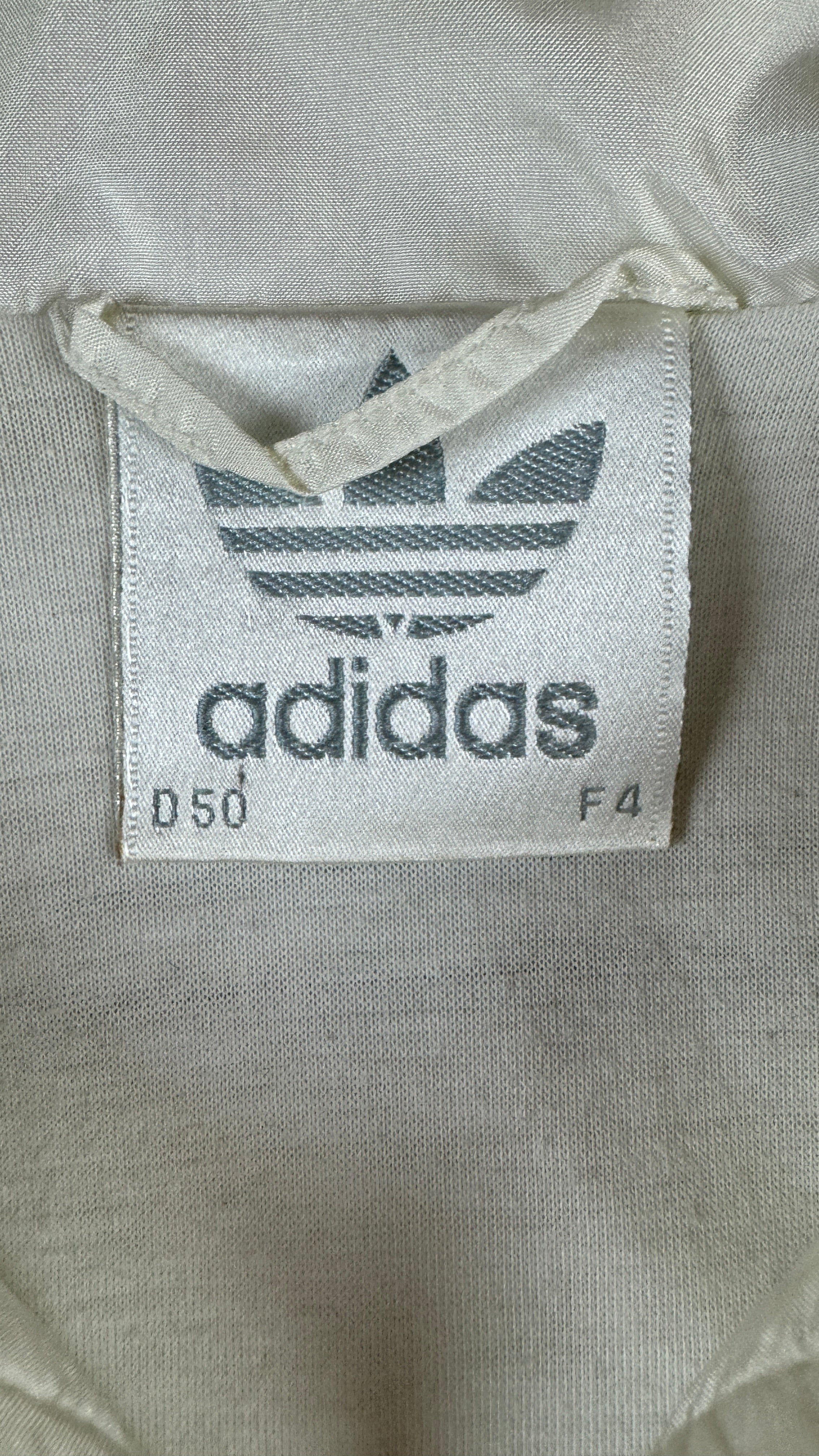 Vintage Adidas Sportjacke 90s Nylon Crest Logo Weiß 50 M