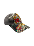 00s Ed Hardy Trucker Mesh-Cap Rhinestone Grau Bunt 58 cm