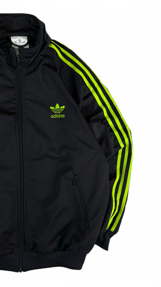 Vintage Adidas Sportjacke 90s Firebird Schwarz Grün D5 M