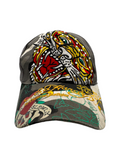 00s Ed Hardy Trucker Mesh-Cap Rhinestone Grau Bunt 58 cm