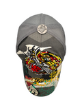 00s Ed Hardy Trucker Mesh-Cap Rhinestone Grau Bunt 58 cm