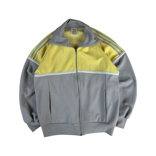 Vintage Adidas Sportjacke 80s Made In Korea Grau Gelb M-L