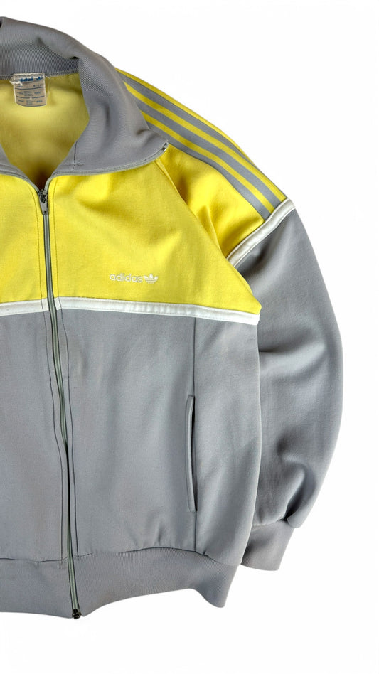 Vintage Adidas Sportjacke 80s Made In Korea Grau Gelb M-L