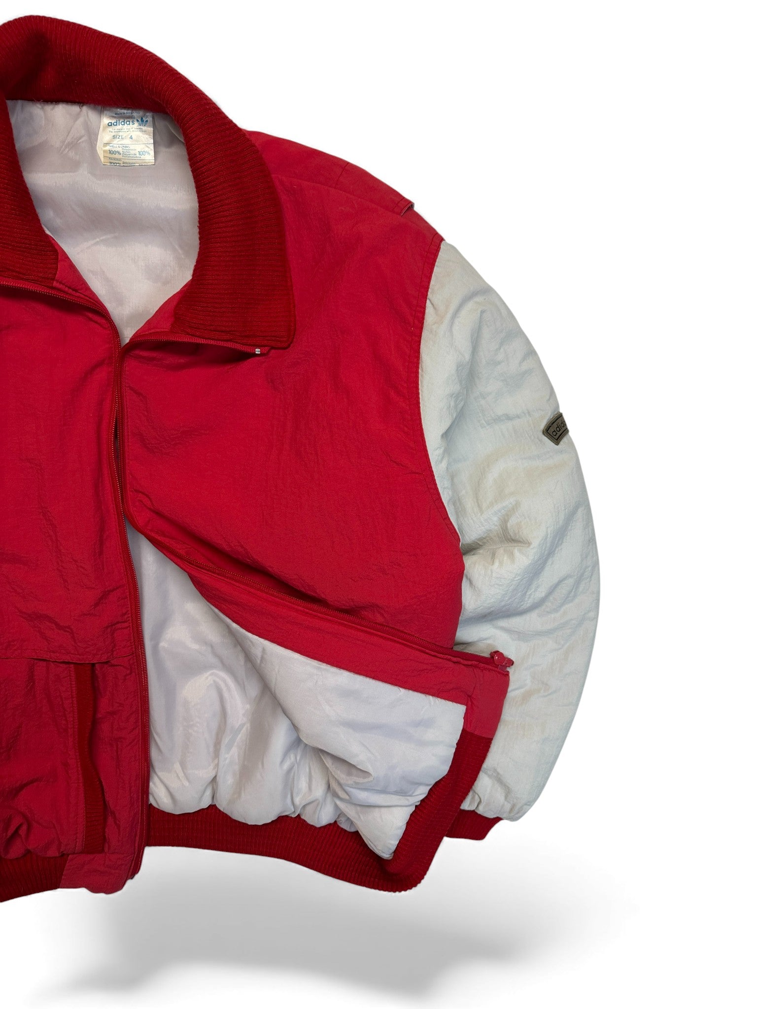 70s Adidas Winterjacke Made In Hong Kong Rot Weiß M-L