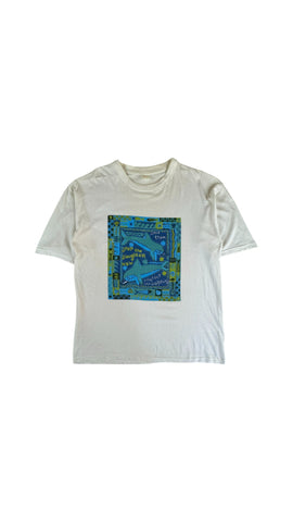 Vintage Shirt 90s "save them, stop the slaughter now, protect the dolphins" Weiß L-XL