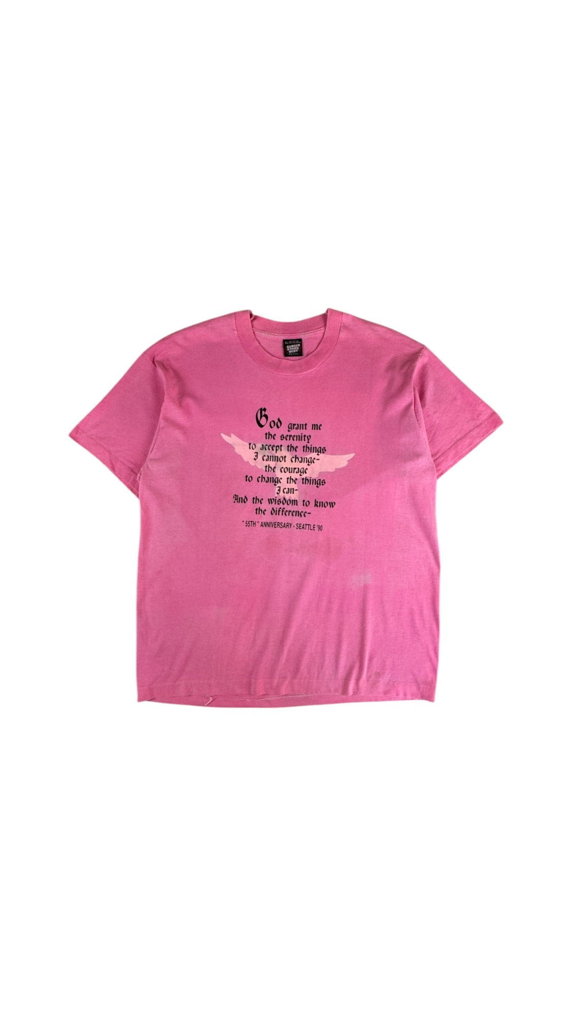 Vintage Screen Stars Shirt 90s "god grant me the serenity to..." Made In USA Single Stitch Ausgewaschen Rosa XL