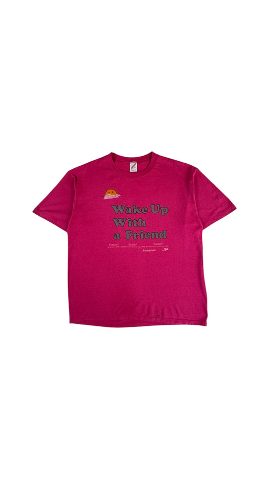 Vintage Jerzees Shirt 90s Pharma Advertisement "wake up with a friend" Made In USA Rosa XL