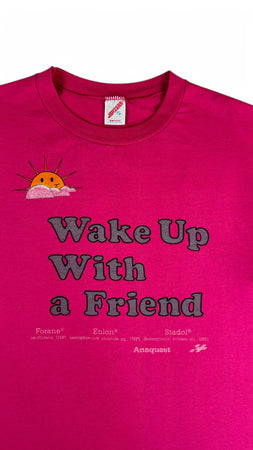 Vintage Jerzees Shirt 90s Pharma Advertisement "wake up with a friend" Made In USA Rosa XL