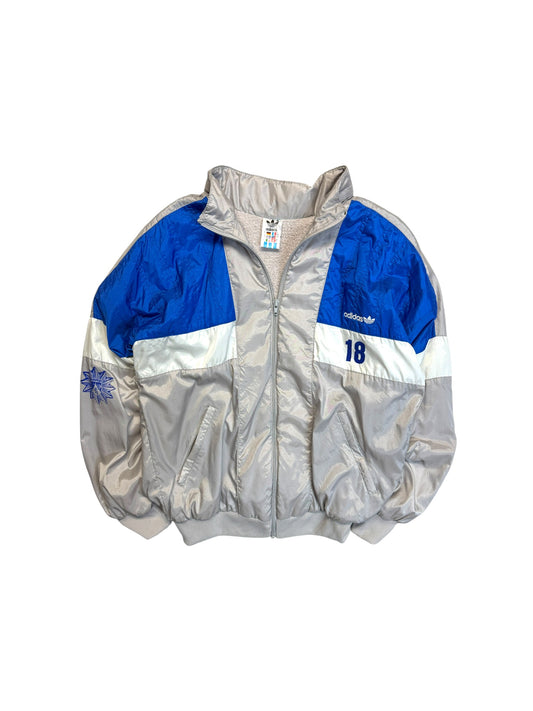 Rare! 80s Adidas Sportjacke "Polizei Trier" Frottee Inlay Grau Blau D5 S-M