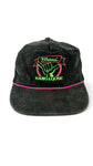 Vintage Hang Loose Cap 90s Hawaiian Headwear Corduroy Schwarz Neon One Size
