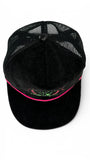 Vintage Hang Loose Cap 90s Hawaiian Headwear Corduroy Schwarz Neon One Size