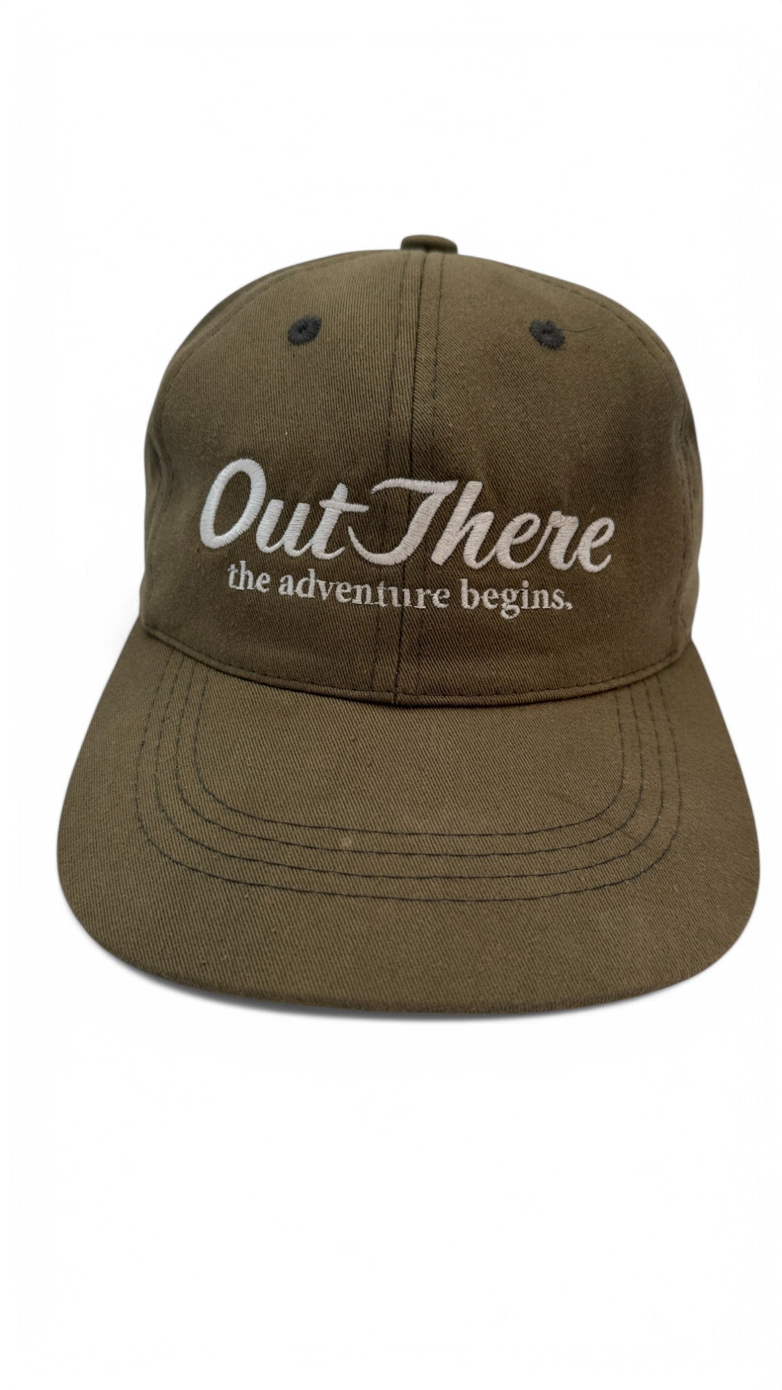 Vintage Carrera Eye Wear Cap 90s "out there the adventure begins" Khaki One Size