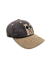 90s Disney Cap Mickey Mouse Checkered Braun