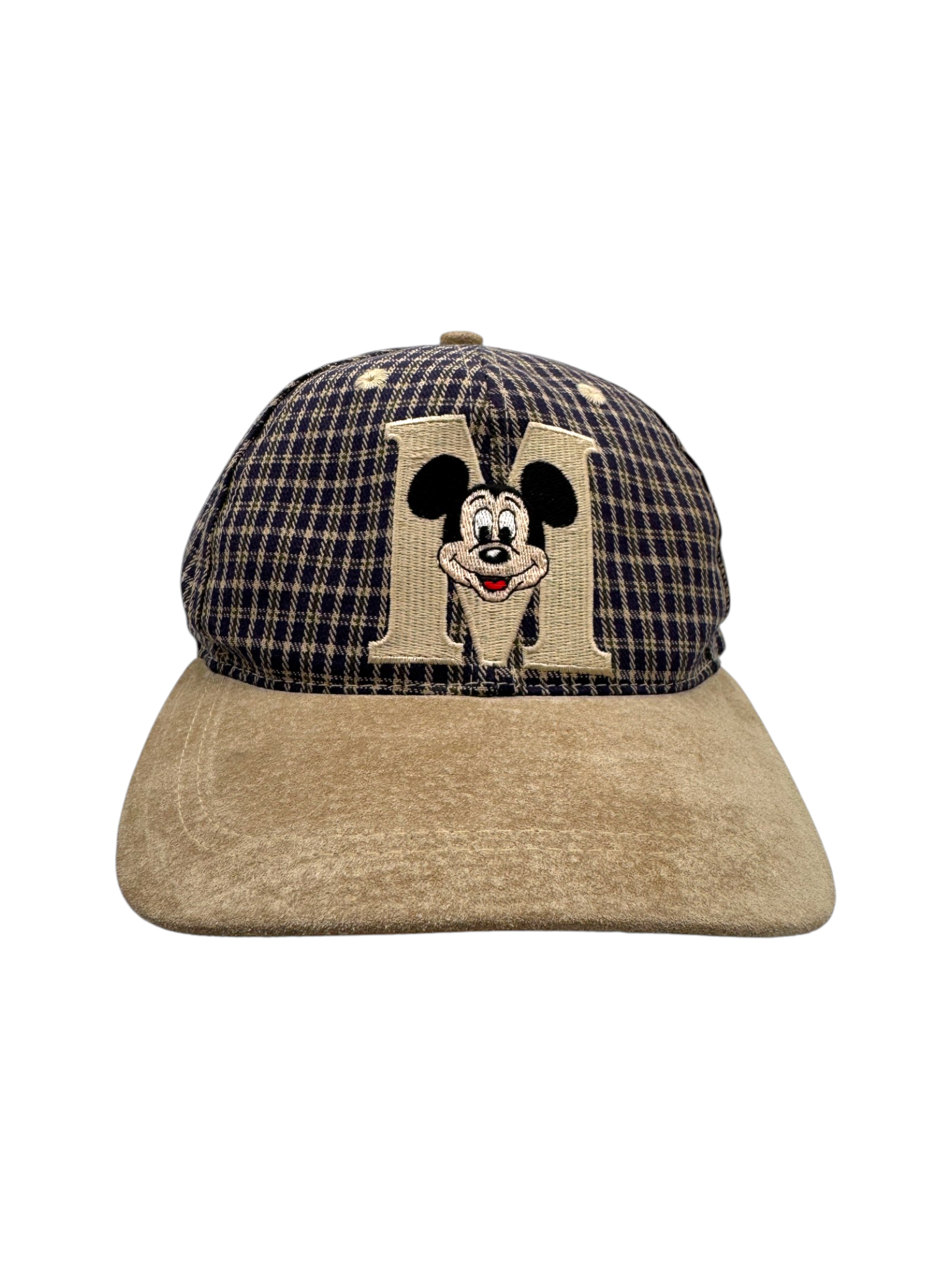 90s Disney Cap Mickey Mouse Checkered Braun