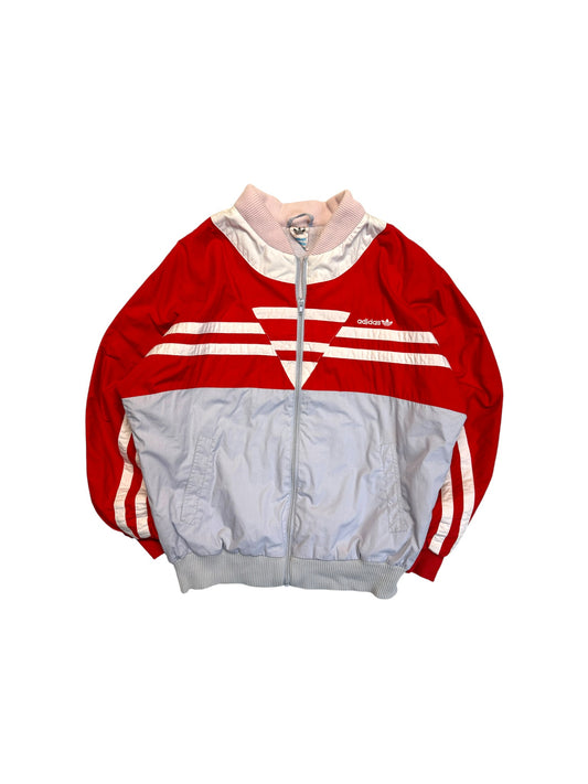 80s Adidas Sportjacke Frottee Inlay Rot Grau D6 M-L