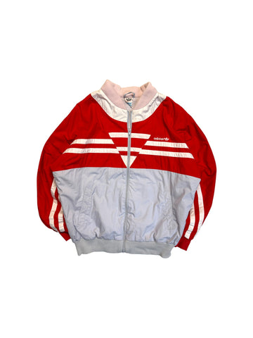 80s Adidas Sportjacke Frottee Inlay Rot Grau D6 M-L