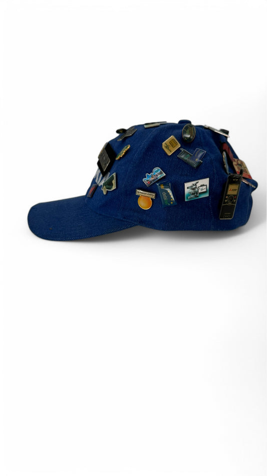 Vintage Nokia Cap Late 90s All Over Pins Blau One Size