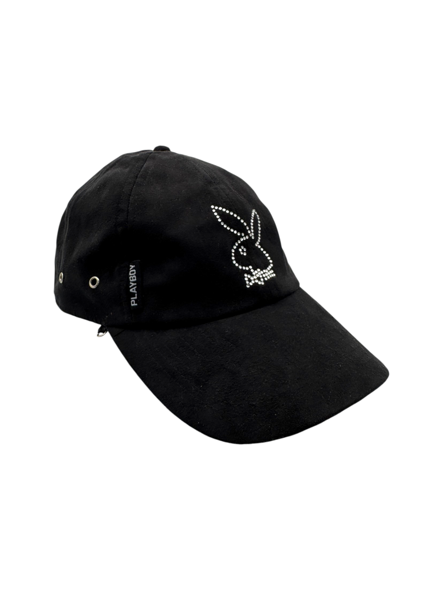 00s Playboy Cap Velcro Strapback Rhinestone Schwarz