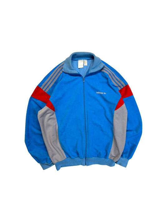 88/89 Adidas By Ventex Sportjacke Trabzon Sport Anthem Velours Made In France Blau Rot 6/50 M