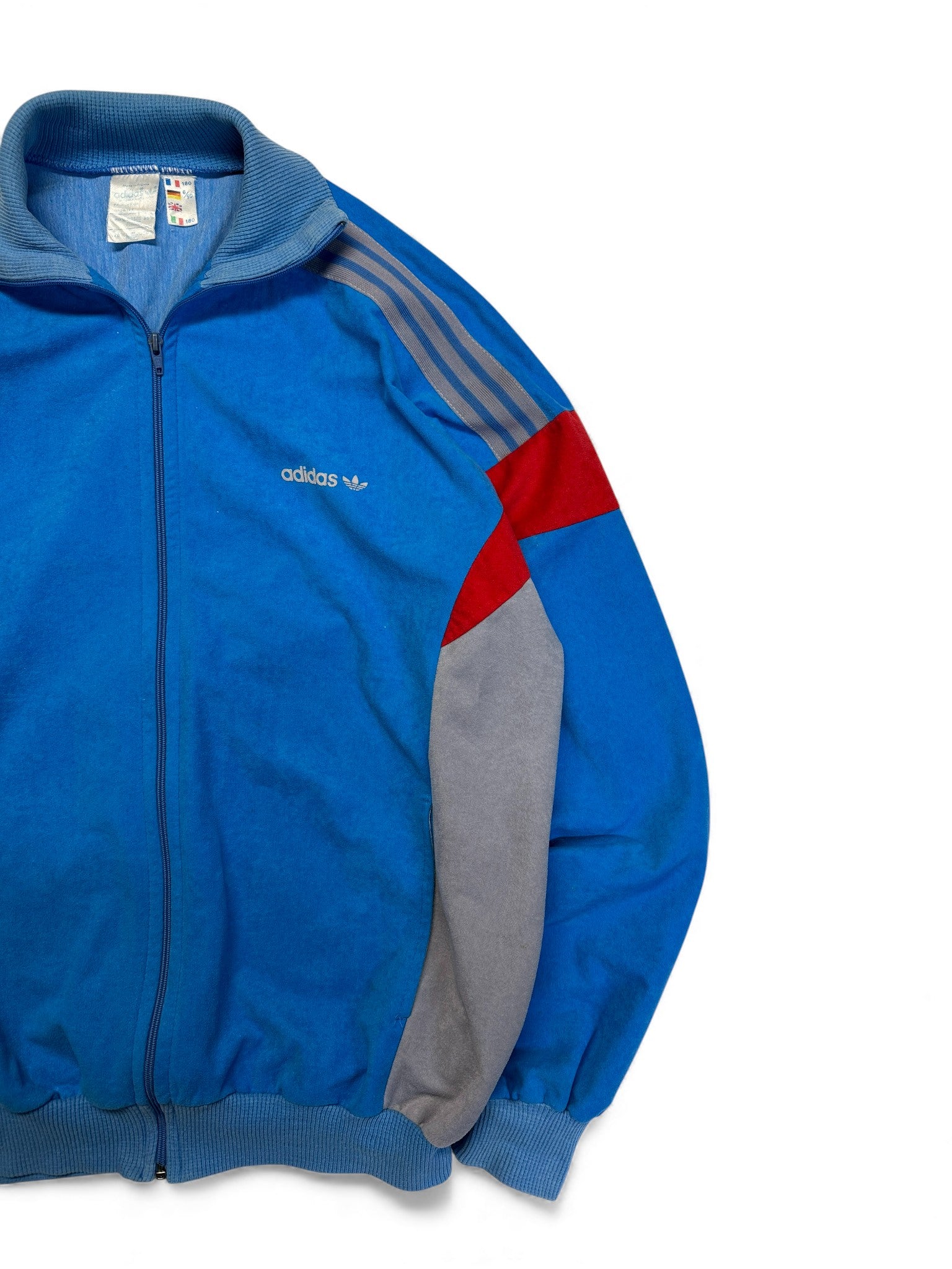 88/89 Adidas By Ventex Sportjacke "Challenger" Trabzon Sport Anthem Velours Made In France Blau Rot 6/50 M